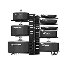 Load image into Gallery viewer, Pot Rack Organizers, G-TING 8 Tiers Pots and Pans Organizer, Adjustable Pot Lid Holders & Pan Rack for Kitchen Counter and Cabinet, Lid Organizer for Pots and Pans With 3 DIY Methods(Upgrade Version)
