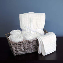 Load image into Gallery viewer, Comfy Cubs Muslin Burp Cloths 6 Pack Large 100% Cotton Hand Washcloths 6 Layers Extra Absorbent and Soft (White, Pack of 6)