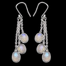 Load image into Gallery viewer, Silver Palace Sterling Silver Handmade and Natural Rainbow Moonstone Earring for Womens and Girls