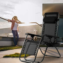 Load image into Gallery viewer, Zero Gravity Chairs Patio Set of 2 with Pillow and Cup Holder Patio Furniture Outdoor Adjustable Dining Reclining Folding Chairs for Deck Patio Beach Yard
