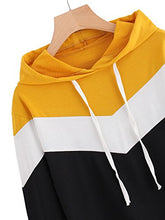 Load image into Gallery viewer, SweatyRocks Women's Long Sleeve Color Block Pullover Hoodie Sweatshirt Tops Black-Yellow S