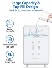 Load image into Gallery viewer, Elechomes Warm and Cool Mist Humidifiers, SH8820 Top Fill 5.5L Humidifier for Large Room Bedroom Plants with Remote Control, 20db Ultra Quiet, LED Display, 600ml/h Max Humidity, Auto Shut-off, White