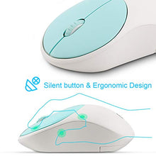 Load image into Gallery viewer, Wireless Keyboard and Mouse Combo, FD iK6630 2.4GHz Cordless Cute Round Key Set Smart Power-Saving Whisper-Quiet Slim Combo for Laptop, Computer,TV and Mac (Mint Green & White)