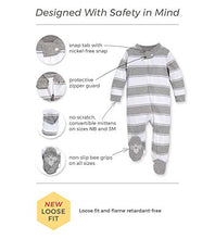 Load image into Gallery viewer, Burt's Bees Baby baby girls Play Pjs, 100% Organic Cotton One-piece Romper Jumpsuit Zip Front Pajamas and Toddler Sleepers, Moonlight Clouds, Newborn US