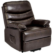 Load image into Gallery viewer, JC Home Sabadell Wall-Hugger Power-Lift Recliner with Faux-Leather Upholstery, Burnt Brûlée