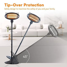 Load image into Gallery viewer, Outdoor Patio Heater - 1500W Adjustable Outdoor Electric Heater with 3 Level Heating Modes, Outdoor Heater with 3s Fast Heating Up, Waterproof & Tip-Over Protection, Garden, Balcony, Garage Use
