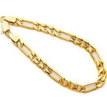 Load image into Gallery viewer, Lifetime Jewelry Diamond Cut 7mm Figaro Bracelet for Men 24k Real Gold Plated (8)