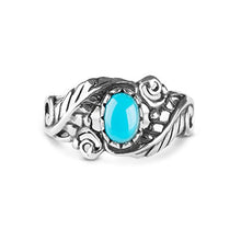 Load image into Gallery viewer, American West Sterling Silver Sleeping Beauty Turquoise Gemstone Leaf Ring Size 07