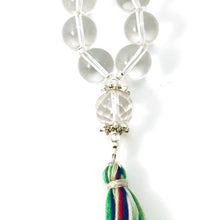 Load image into Gallery viewer, Silver Inches 33 Quartz Rock Crystal Muslim Tasbih Prayer Beads with Cotton Tassel