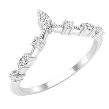 Load image into Gallery viewer, Dazzlingrock Collection 0.20 Carat (ctw) Marquise & Round White Diamond Ladies Wedding Band Chevron Ring 1/5 CT, 14K White Gold, Size 7