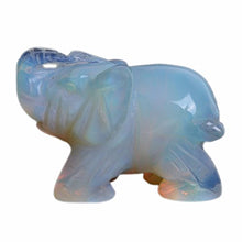 Load image into Gallery viewer, Justinstones Carved Opalite Moonstone Glass Elephant Healing Guardian Statue Figurine Crafts 2 inch