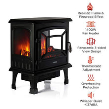 Load image into Gallery viewer, TURBRO Suburbs TS20 Electric Fireplace Heater, Freestanding Fireplace Stove with Realistic Dancing Flame Effect - CSA Certified - Overheating Safety Protection - Easy to Assemble - 20" 1400W Black