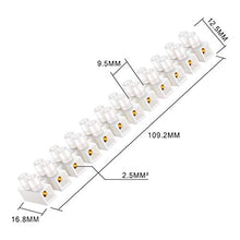 Load image into Gallery viewer, 10 Pieces White Terminal Blocks 12-Position Terminal Strip Dual Row Screw Terminals Electric Wire Connector 4 mm² Wire Gauge, 20Amp 380V