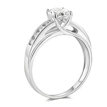 Load image into Gallery viewer, TWJC 14k Real White Gold Solid Wedding Engagement Ring - Size 7