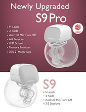 Load image into Gallery viewer, Momcozy S9 Pro Wearable Breast Pump, Hands-Free Breast Pump of Longest Battery Life & LED Display, Double Portable Electric Breast Pump with 2 Modes & 9 Levels - 24mm, 2 Pack Gray