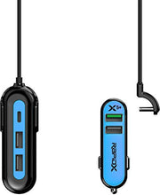 Load image into Gallery viewer, RapidX X5 Plus Car Charger 5 USB Ports QC 3.0/Type C Blue