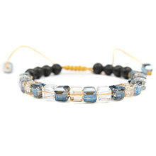 Load image into Gallery viewer, Crystal glass beads bracelet with 6mm lava essential oil diffuser rock, adjustable, for women, gemstone crystal stone bead woman bracelets, women's beaded, anxiety relief sparkly clear healing jewelry