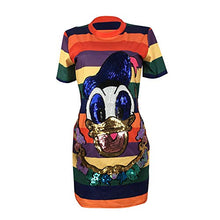 Load image into Gallery viewer, Women Sexy Print Sequin Bodycon Short Party Club T Shirt Mini Dresses Duck L