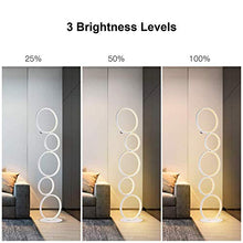 Load image into Gallery viewer, LED Floor Lamp Modern Ring Style for Bedroom Living Room Kids Room Study Room Standing 39 Inches Tall, 3 Brightness Levels Dimable with Touch Switch 1600 Lumens 3000K Warm White 24W Class A Energy