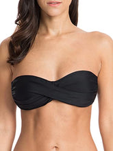 Load image into Gallery viewer, Ocean Blues Women's Black Halter Twist Bandeau Bikini Top Size Medium