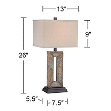 Load image into Gallery viewer, Tahoe Rustic Table Lamp Natural Stale Rectangular Box Shade for Living Room Family Bedroom Bedside Nightstand Office - Franklin Iron Works