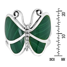 Load image into Gallery viewer, AeraVida Big Green Malachite Butterfly .925 Sterling Silver Ring (7)