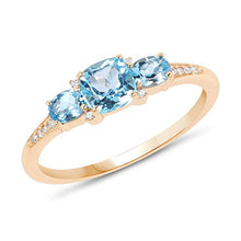 Load image into Gallery viewer, Swiss Blue Topaz Ring, 14K Yellow Gold Swiss Blue Topaz & White Diamond Ring (0.80 ctw, I-J Color, I2-I3 Clarity)