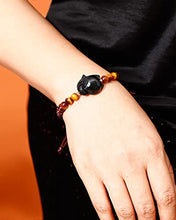 Load image into Gallery viewer, Jewever Fox Bracelet Obsidian with Tiger Eye Handmade Healing Energy Crystal Gifts for Women
