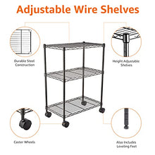 Load image into Gallery viewer, Amazon Basics 4-Shelf Adjustable, Heavy Duty Storage Shelving Unit on 4'' Wheel Casters, Metal Organizer Wire Rack, Black (36L x 14W x 57.75H)