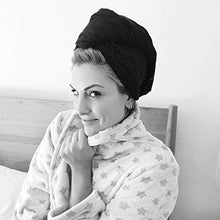 Load image into Gallery viewer, THE PERFECT HAIRCARE Microfiber Hair Towel Wrap Ultra-Fine Anti-Frizz Turban That Never Falls Off - Curly Girl Method Approved & Big (40' x 27.5") - Black