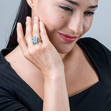 Load image into Gallery viewer, Carolyn Pollack Sterling Silver Blue Turquoise Gemstone Leaf Ring Size 10