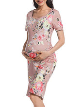 Load image into Gallery viewer, Floral Fitted Baby Shower Dresses for Pregnant Women Pink XL