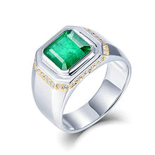 Load image into Gallery viewer, Daesar 18K White Gold Ring Men, Band Ring with 2.5ct Emerald Promise Rings White Gold Ring Size 8.5