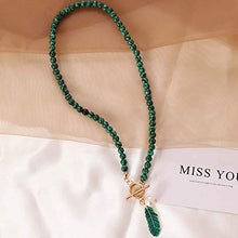 Load image into Gallery viewer, Vivilly Boho Rhinestones Pearl Necklaces Gold Leaf Malachite Drop Pendant Chain Bohemian Fashion Necklace Jewerly for Women and Girls