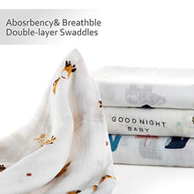 Load image into Gallery viewer, upsimples Baby Swaddle Blanket Unisex Swaddle Wrap Soft Silky Bamboo Muslin Swaddle Blankets Neutral Receiving Blanket for Boys and Girls, Large 47 x 47 inches, Set of 4-Sika Deer/Elephant/Lion/Fox