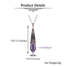 Load image into Gallery viewer, JOVIVI Natural Amethyst Crystal Necklace 12 Facted Therapy Healing Dowsing Divination Pendulum Pendant Reiki Charged Chakra Balancing