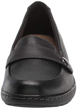 Load image into Gallery viewer, Clarks Women's Cora Daisy Loafer, Black Tumbled Leather, 9