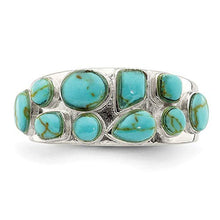 Load image into Gallery viewer, 925 Sterling Silver Lab Created Blue Turquoise Inlay Band Ring Size 7.00 Stone Fine Jewelry For Women Gifts For Her