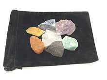 Load image into Gallery viewer, Zentron Crystal Collection Seven Stones Gemstone Chakra Set with Velvet Pouch Amethyst Carnelian Citrine Sodalite Green Aventurine Hematite Clear Quartz (Rough)
