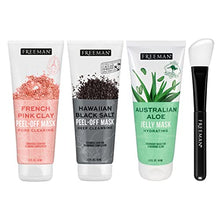 Load image into Gallery viewer, Freeman Face Mask Exotic Blends Variety Pack, Pore Cleansing Clay and Charcoal Peel Off, Hydrating Aloe Jelly, Skincare Beauty Masks, 3 Piece Set