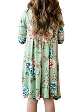 Load image into Gallery viewer, Blibea Girls Floral Dress Long Sleeve Casual Boho Ruffled Empire Waist Midi Dress with Pockets Size 8 9 Green