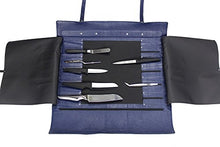 Load image into Gallery viewer, Blue Leather Knife Roll - 10 Knife Slots