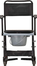 Load image into Gallery viewer, NOVA Medical Products Drop Arm (for Easy User Transfer) Transport Chair Commode, Rolling with Locking Wheels & Removable Padded Seat, Hammertone