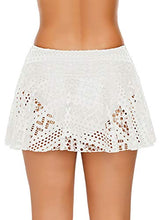 Load image into Gallery viewer, REKITA Womens Swim Skirt Lace Crochet Skort Bikini Bottom (M, White)