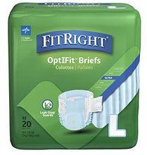 Load image into Gallery viewer, FitRight Ultra Adult Diapers, Disposable Incontinence Briefs with Tabs, Heavy Absorbency, Large, 44"-56", 4 packs of 20 (80 total)