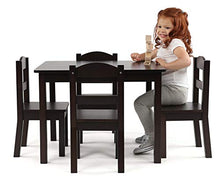 Load image into Gallery viewer, Humble Crew Kids Wood Table & 4 Chair Set, 5-Piece, Espresso