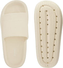 Load image into Gallery viewer, Joomra Shower Slippers for Women Mens Massage Foam Pillow House Shower Bath Bathroom Home Platform Sandals Slipers Cloud Cushion Slides for Ladies Female Male Sandles Beige 39-40