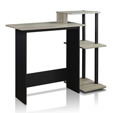 Load image into Gallery viewer, FURINNO Efficient Home Laptop Notebook Computer Desk, Square Side Shelves, French Oak Grey/Black