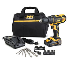 Load image into Gallery viewer, MOTORHEAD 20V ULTRA Cordless Drill Driver, Lithium-Ion, ½” Keyless Chuck, 16+1+1 Clutch, 2-Speed Transmission, Variable Speed Trigger, Built-in LED, 2Ah Battery, Charger, 22 Accessory Bits, USA-Based