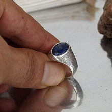 Load image into Gallery viewer, Bold Collection By Omer Large Lapis Men's Ring Handmade 925 Sterling Silver